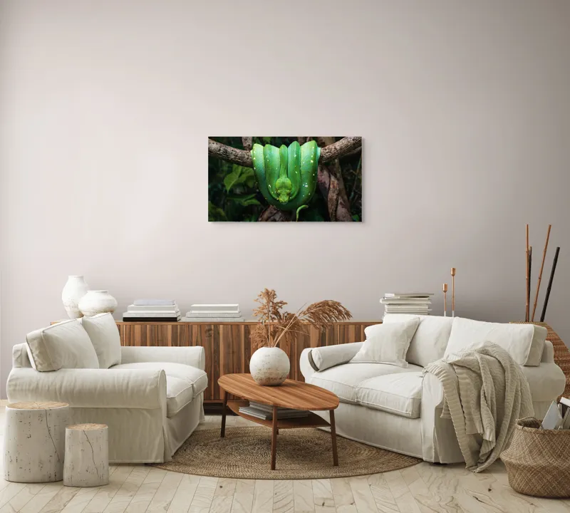 Tablou Canvas pe tema Somnul șarpelui smarald în pădure, 90 x 50 cm – poza 4