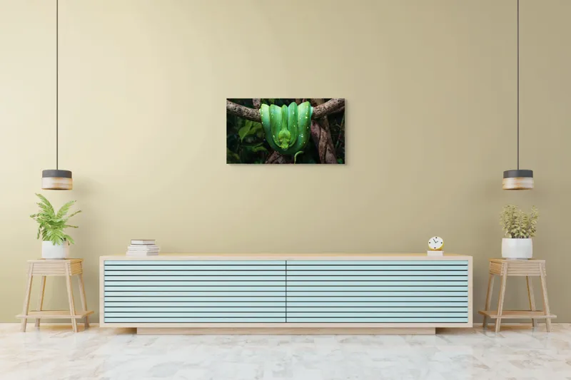 Tablou Canvas pe tema Somnul șarpelui smarald în pădure, 90 x 50 cm – poza 5