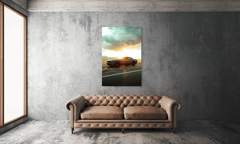 Tablou Canvas Peisaj Apus Mașină Siluetă Cer Lumină, 100 x 150 cm – poza 6