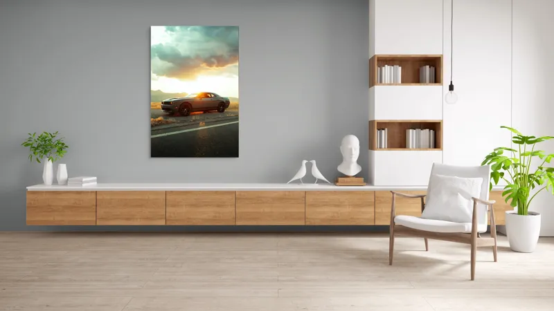 Tablou Canvas Peisaj Apus Mașină Siluetă Cer Lumină, 100 x 150 cm – poza 8