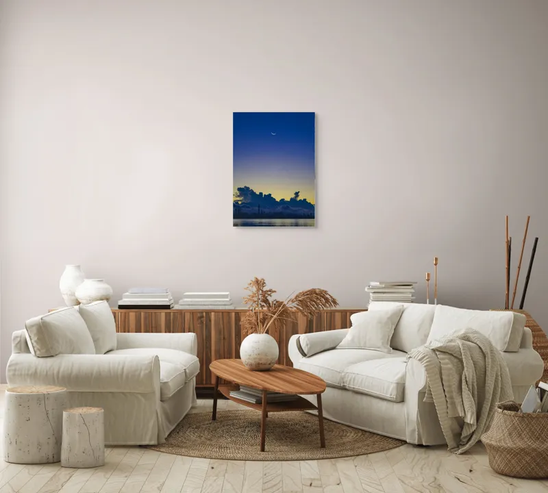 Tablou Canvas, "Luna melancolică peste orașul adormit", 50 x 70 cm – poza 4