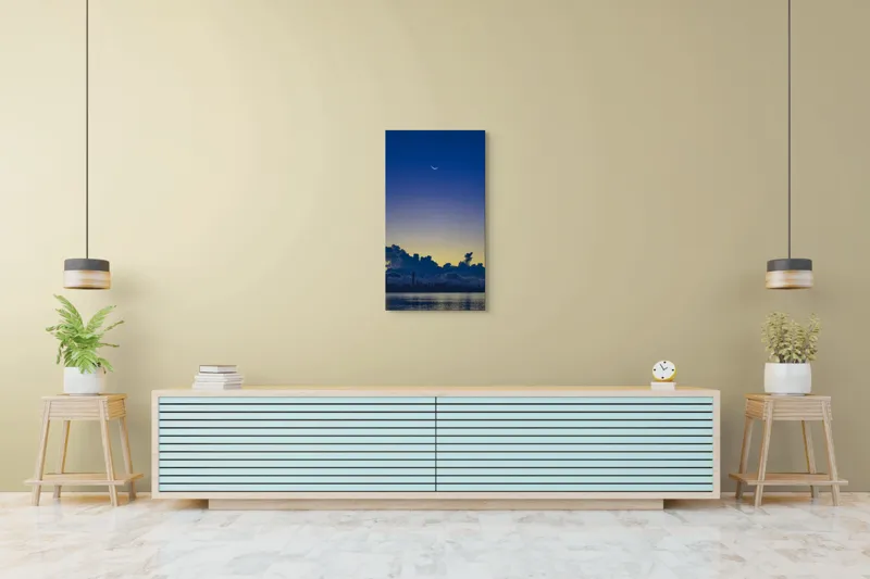 Tablou Canvas, "Luna melancolică peste orașul adormit", 50 x 90 cm – poza 6