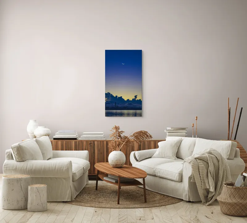 Tablou Canvas, "Luna melancolică peste orașul adormit", 50 x 90 cm – poza 7