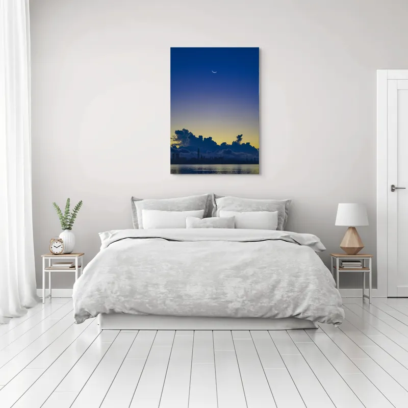 Tablou Canvas, "Luna melancolică peste orașul adormit", 70 x 100 cm – poza 3