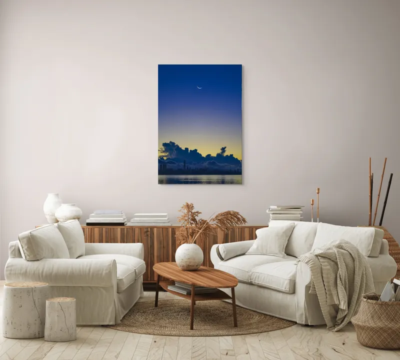 Tablou Canvas, "Luna melancolică peste orașul adormit", 70 x 100 cm – poza 4