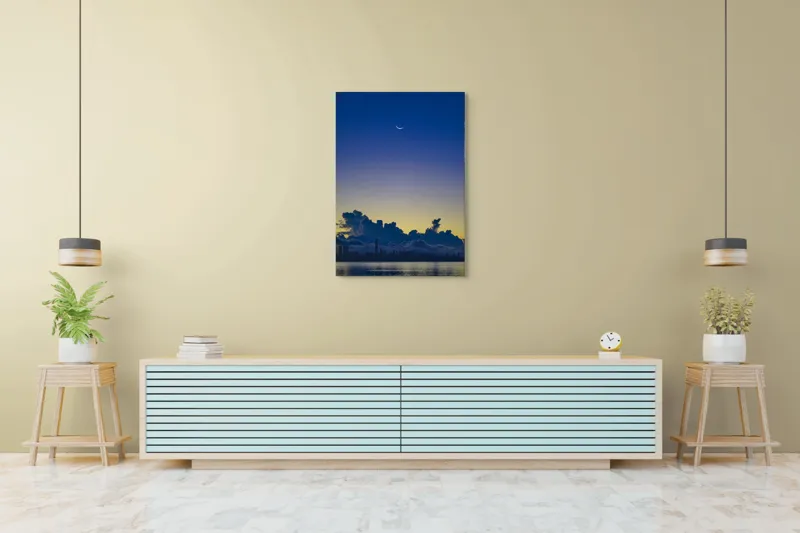 Tablou Canvas, "Luna melancolică peste orașul adormit", 70 x 100 cm – poza 5