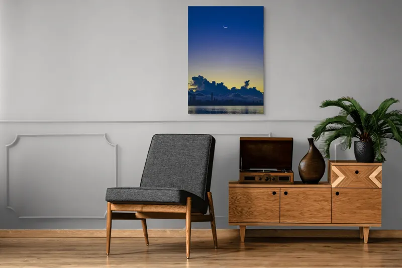 Tablou Canvas, "Luna melancolică peste orașul adormit", 70 x 100 cm – poza 6