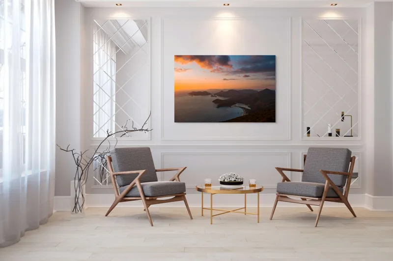 Tablou Canvas Sărutul apusului pe țărmul muntelui, 150 x 100 cm