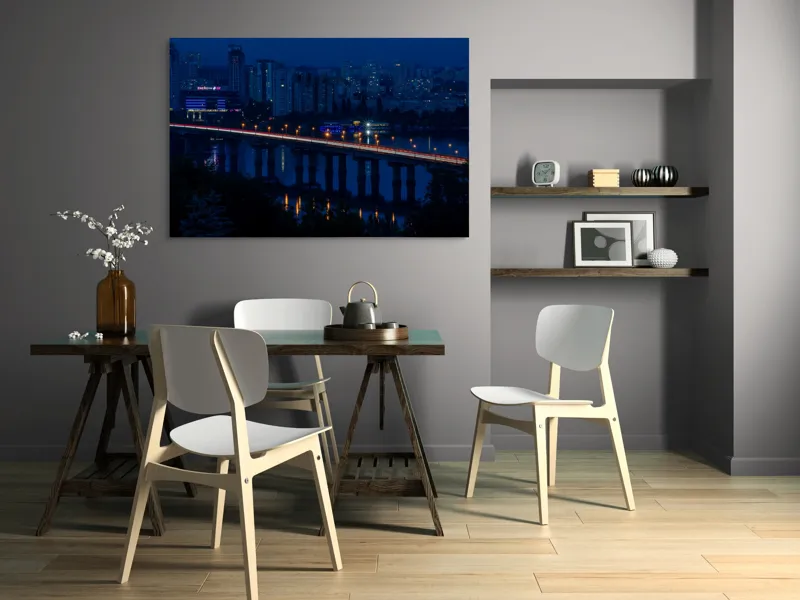 Tablou Canvas Podul luminii în orașul tăcerii, scenă urbană nocturnă, 150 x 100 cm – poza 5