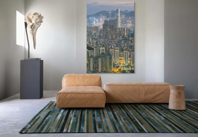 Tablou Canvas, "Orașul luminilor și al înălțimilor", Oraș, Lumină, Clădiri, Noapte, Modernitate, Densitate, Panoramă, Reflexii, Megapolis, Peisaj Urbanistic, 100 x 150 cm – poza 7