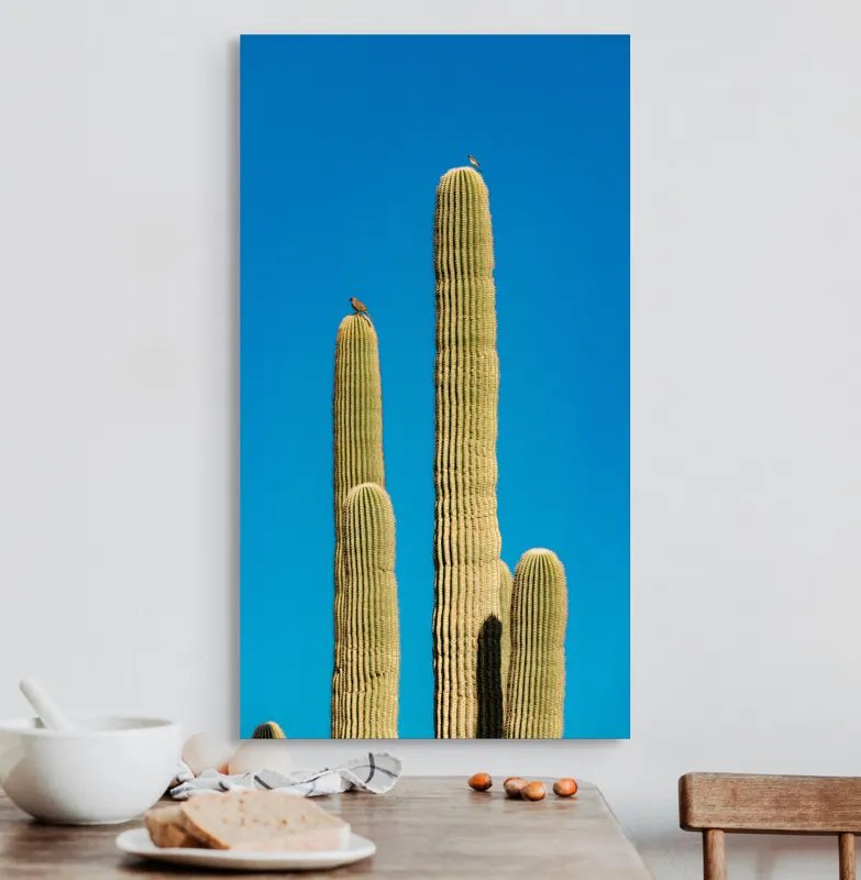 Tablou Canvas Cactuși și Cer Albastru Infinit Natură Verticalitate, 50 x 90 cm – poza 3