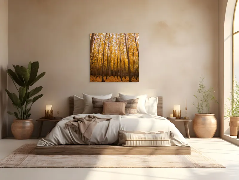 Tablou Canvas, Pădurea de aur la amurg, 100 x 100 cm – poza 4