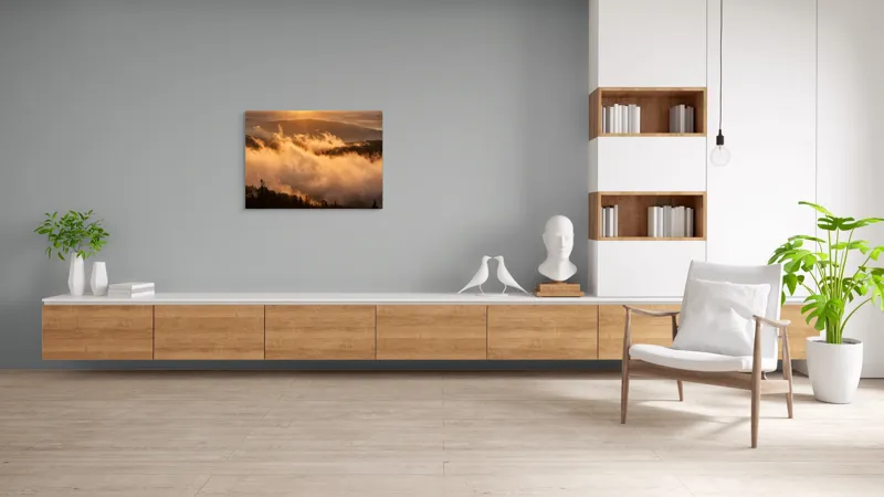 Tablou Canvas, Răsărit de Soare peste Munți și Pădure, 100 x 70 cm – poza 6