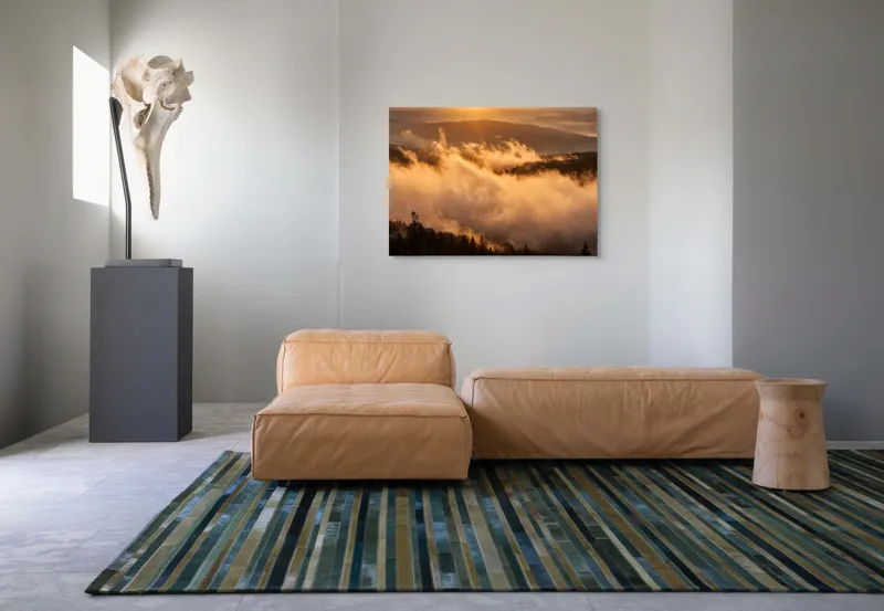 Tablou Canvas, Răsărit de Soare peste Munți și Pădure, 100 x 70 cm – poza 7