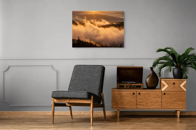 Tablou Canvas, Răsărit de Soare peste Munți și Pădure, 100 x 70 cm – poza 8
