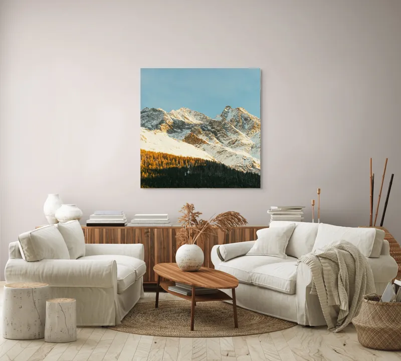 Tablou Canvas pe temă alpină în lumina serii, 100 x 100 cm – poza 3