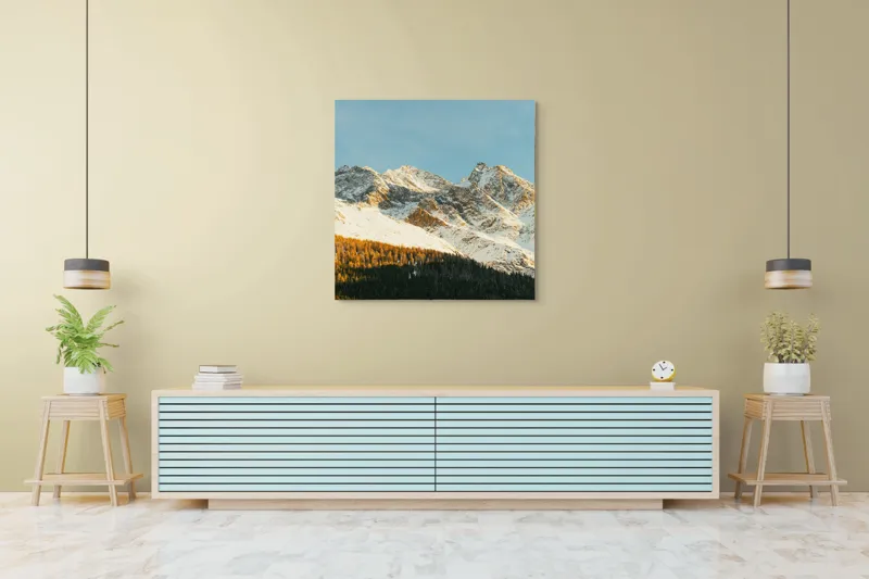 Tablou Canvas pe temă alpină în lumina serii, 100 x 100 cm – poza 5