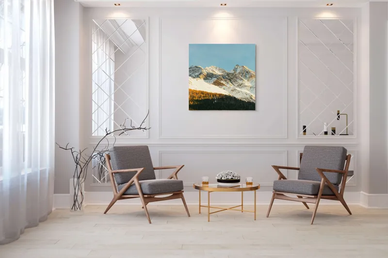 Tablou Canvas pe temă alpină în lumina serii, 100 x 100 cm – poza 7