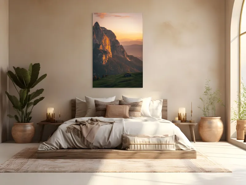 Tablou Canvas pe tema munților cu lumina aurie, 100 x 150 cm – poza 3