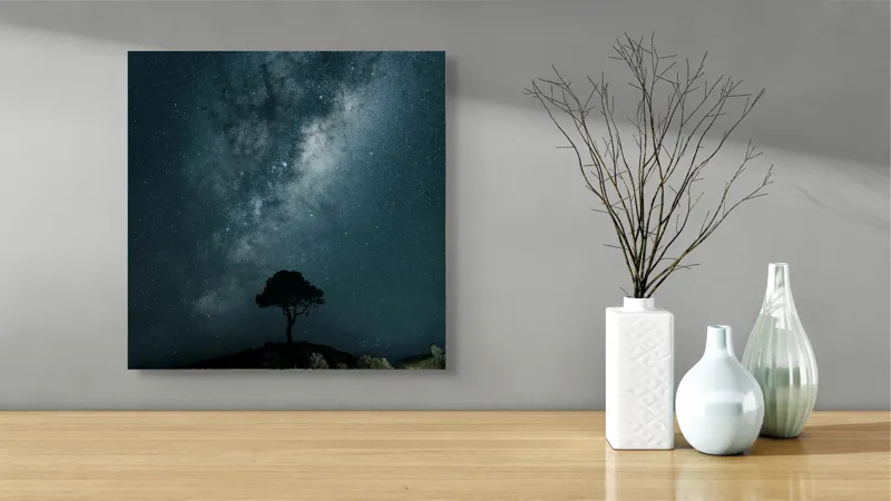 Tablou Canvas pe tema Stejarului singuratic sub calea lactee, 50 x 50 cm – poza 3