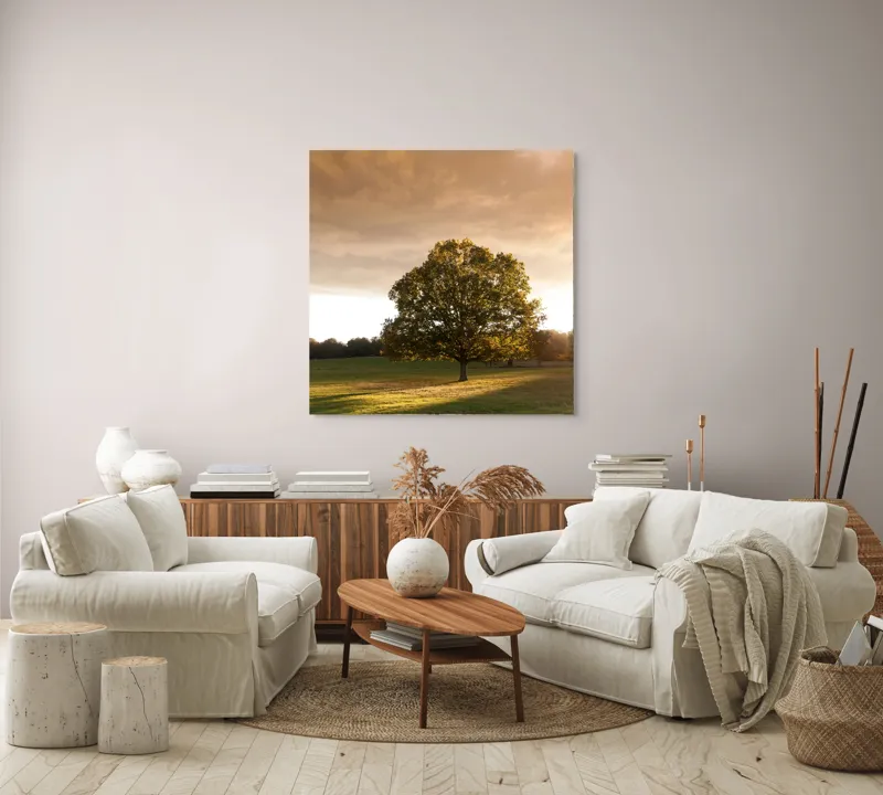 Tablou Canvas, "Solitudinea unui copac sub apus", 100 x 100 cm – poza 3