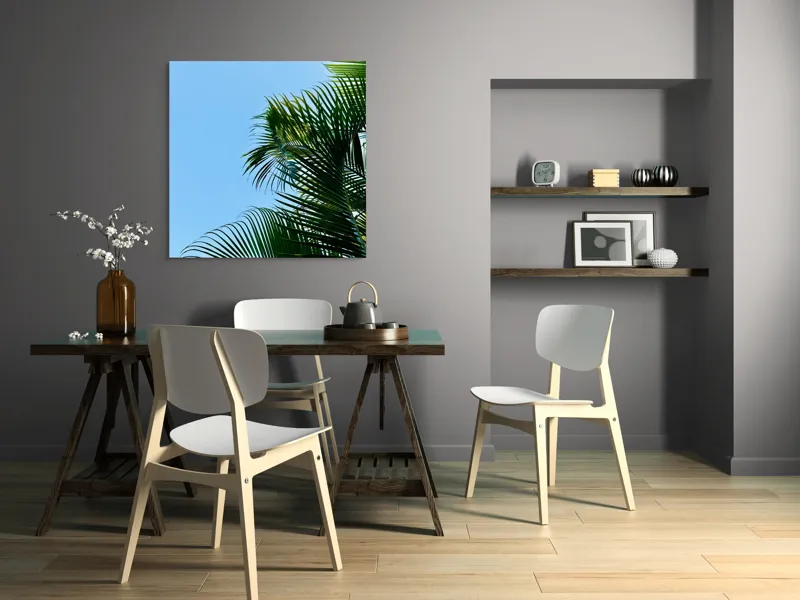 Tablou Canvas Frunze de Palmier sub Cer Albastru, 100 x 100 cm – poza 6
