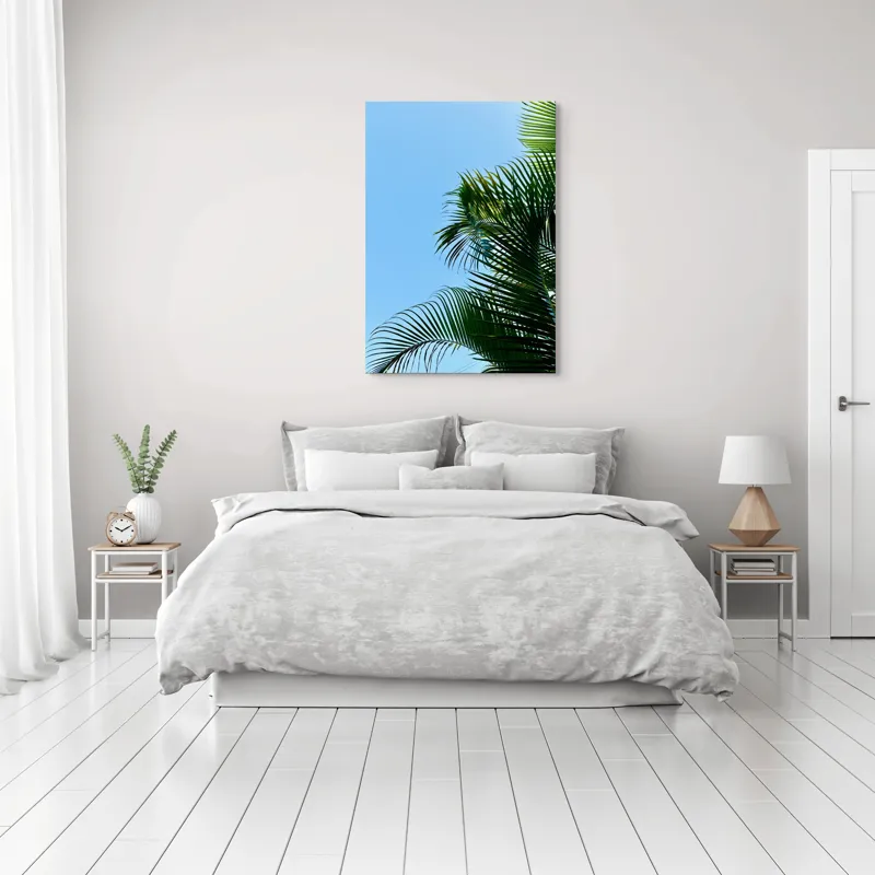 Tablou Canvas Frunze de Palmier sub Cer Albastru, 70 x 100 cm – poza 3