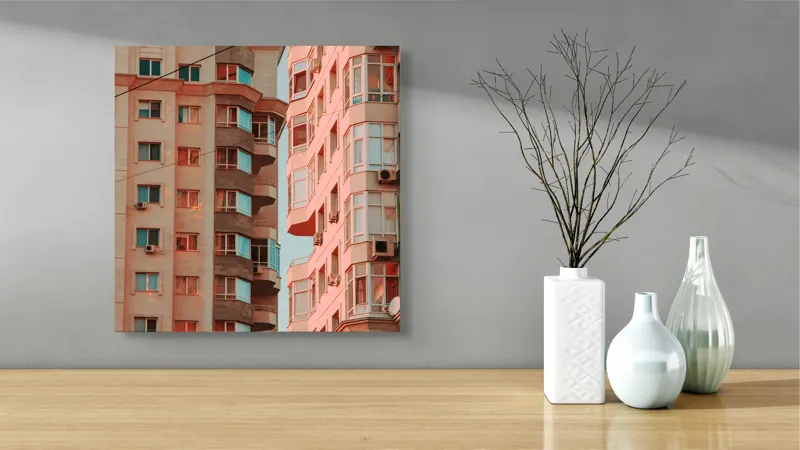 Tablou Canvas, "Blocuri în lumină de amurg", 50 x 50 cm – poza 3