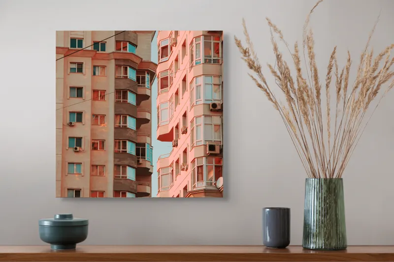 Tablou Canvas, "Blocuri în lumină de amurg", 50 x 50 cm – poza 4