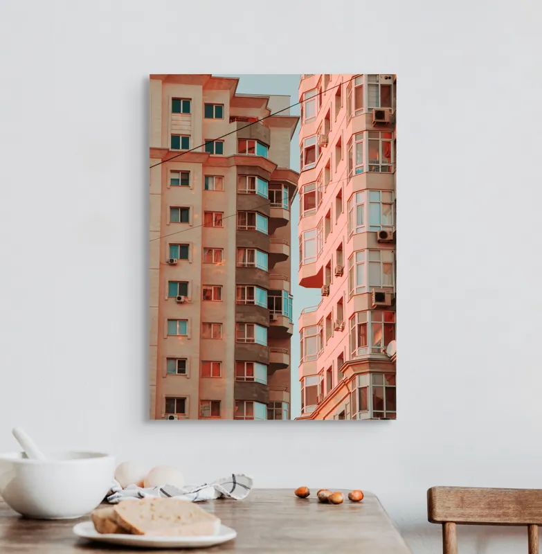 Tablou Canvas, "Blocuri în lumină de amurg", 50 x 70 cm – poza 3
