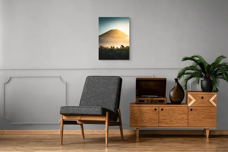 Tablou Canvas, "Eternitatea unui munte în zori", Munte, Vulcan, Răsărit, Pădure, Lumină, Ceață, Vegetație, Cer, Natural, Spectaculos, 50 x 70 cm – poza 8