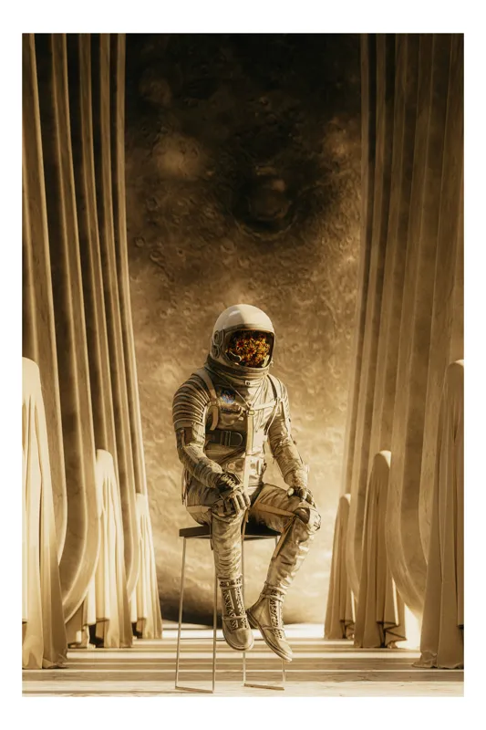 Tablou Canvas Astronaut Spațiu Mister Lumină Suprarealism, 100 x 100 cm
