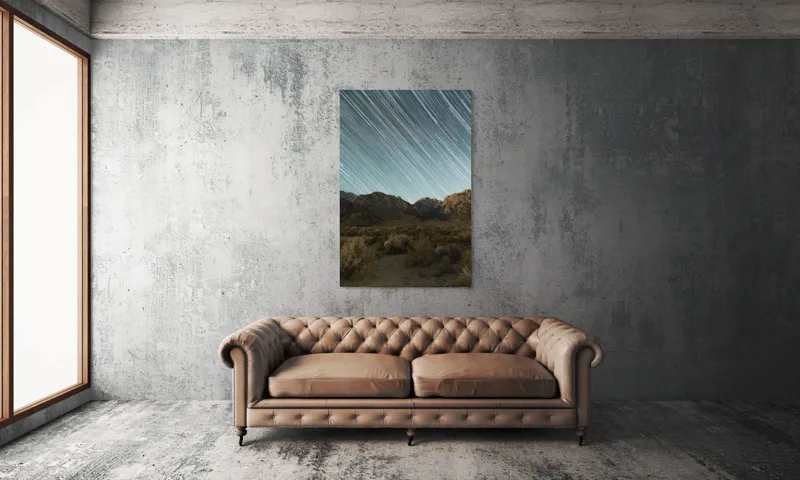 Tablou Canvas, "Cerul înstelat al nopții eterne", Stele, Cer, Munți, Peisaj, Noapte, Lumină, Natură, Spațiu, Timp, Frumusețe, 100 x 150 cm – poza 6