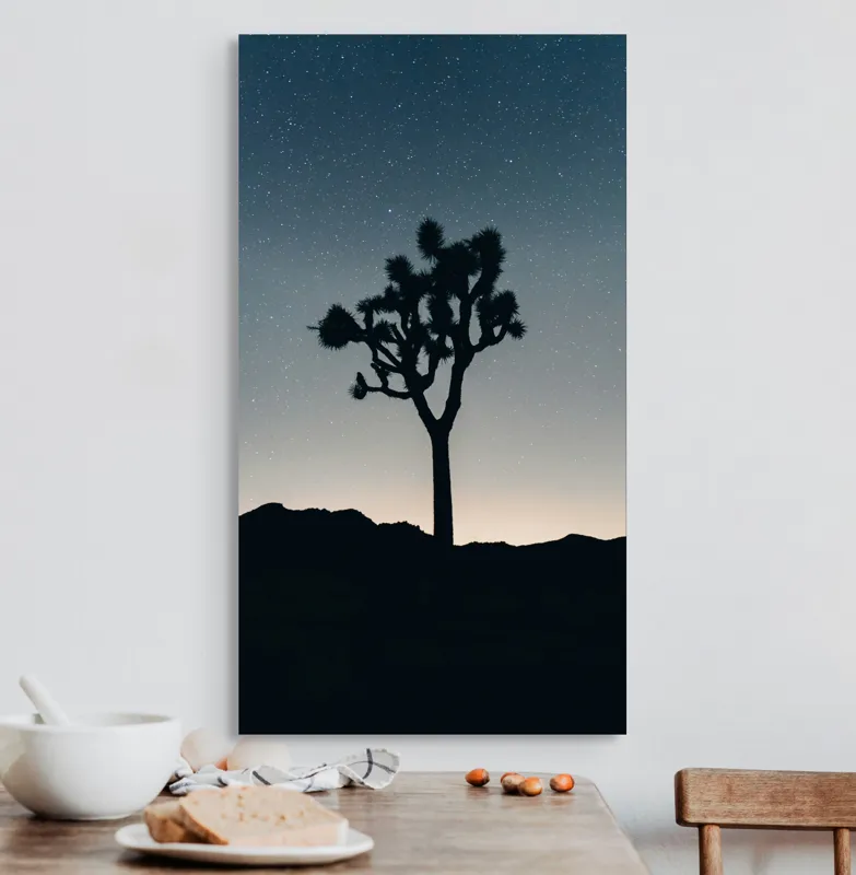 Tablou Canvas Peisaj Noapte Stele Arbore Siluetă Natură Calm, 50 x 90 cm – poza 3