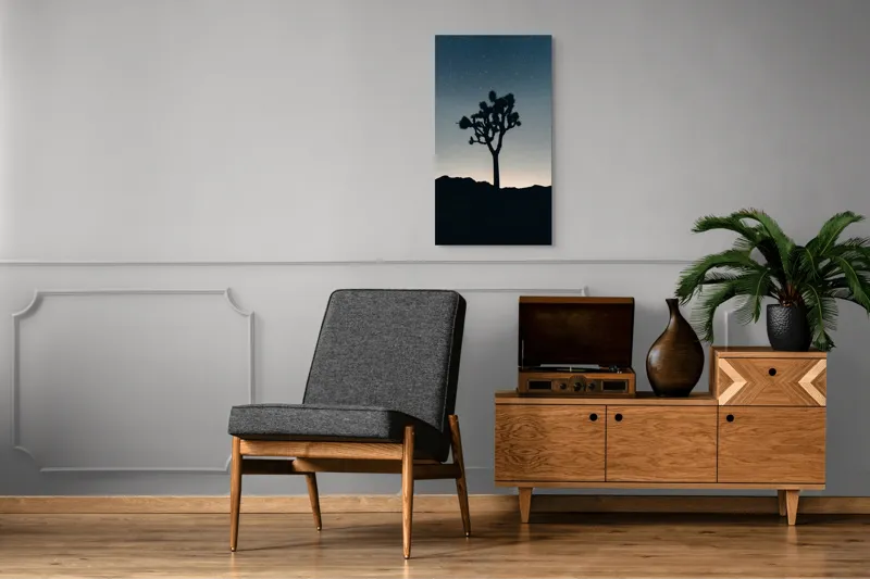 Tablou Canvas Peisaj Noapte Stele Arbore Siluetă Natură Calm, 50 x 90 cm – poza 8
