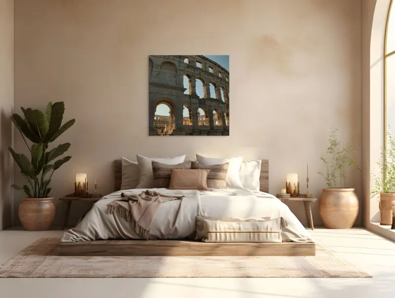 Tablou Canvas Amfiteatru Antic Ruine Arhitectură Istorie Monument, 100 x 100 cm – poza 4