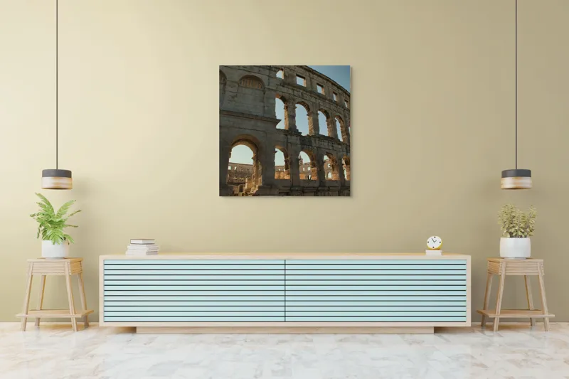 Tablou Canvas Amfiteatru Antic Ruine Arhitectură Istorie Monument, 100 x 100 cm – poza 5