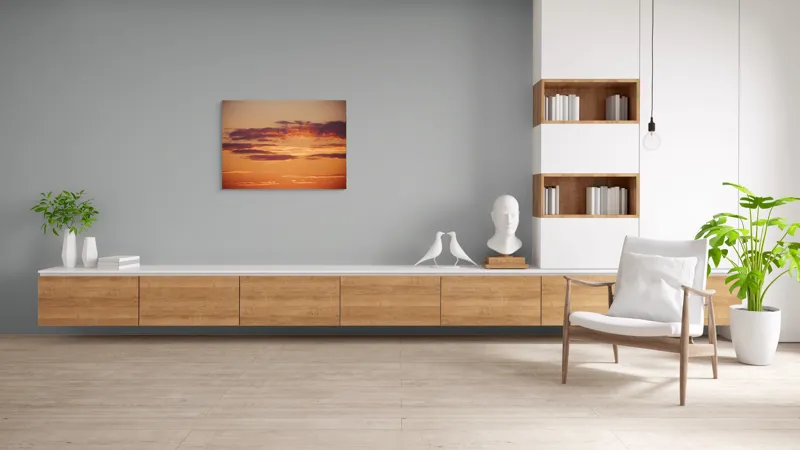 Tablou Canvas, "Splendoarea unui apus de foc", Apus, Nori, Portocaliu, Cer, Lumină, Calm, Amurg, Liniște, 100 x 70 cm – poza 6