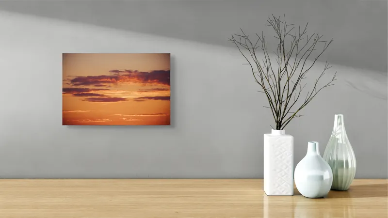 Tablou Canvas, "Splendoarea unui apus de foc", Apus, Nori, Portocaliu, Cer, Lumină, Calm, Amurg, Liniște, 39 x 26 cm – poza 8