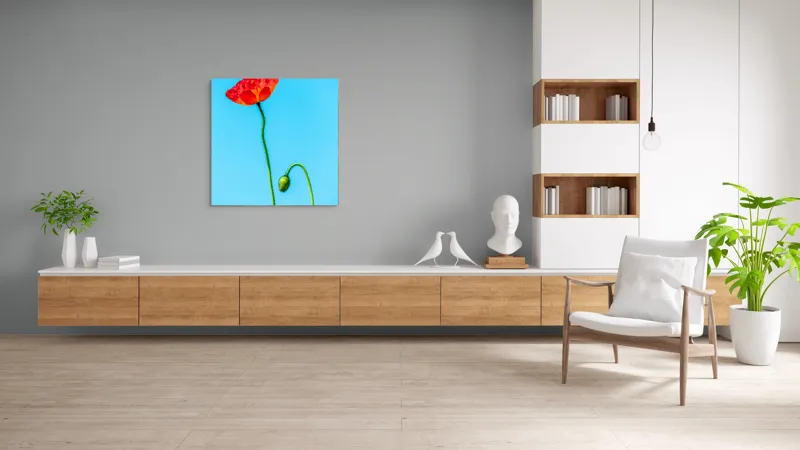 Tablou Canvas Macul Roșu Înflorire Fragilă Artă Florală, 100 x 100 cm – poza 8