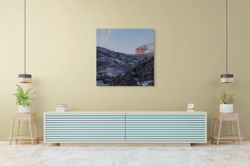 Tablou Canvas Munți și Răsărit în Lumina Dimineții, 100 x 100 cm – poza 5