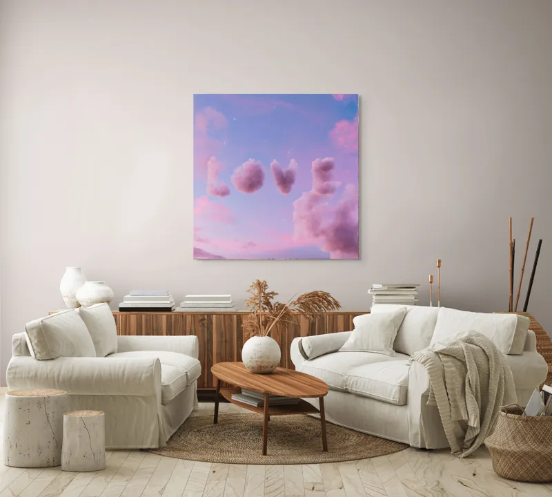 Tablou Canvas Norii Rozului Apus Romantizat Pe Cerul cu Nori, 100 x 100 cm – poza 3