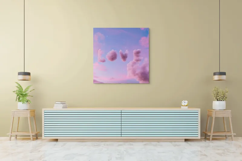 Tablou Canvas Norii Rozului Apus Romantizat Pe Cerul cu Nori, 100 x 100 cm – poza 5