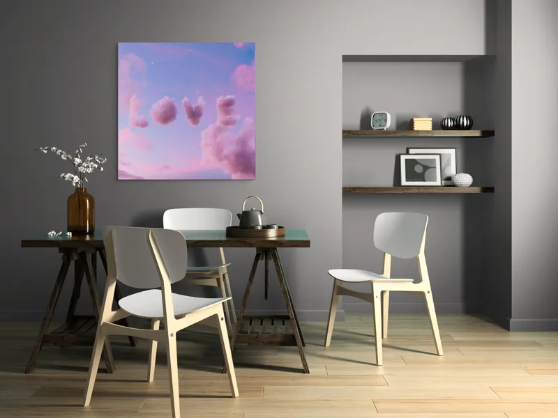 Tablou Canvas Norii Rozului Apus Romantizat Pe Cerul cu Nori, 100 x 100 cm – poza 6