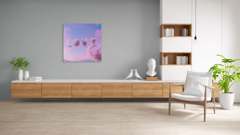 Tablou Canvas Norii Rozului Apus Romantizat Pe Cerul cu Nori, 100 x 100 cm – poza 8