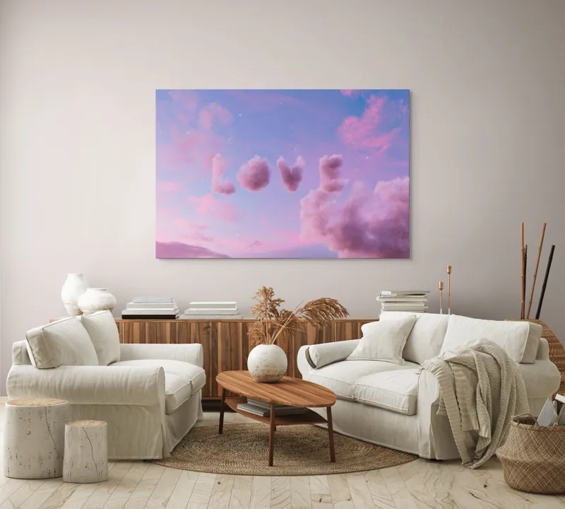 Tablou Canvas Norii Rozului Apus Romantizat Pe Cerul cu Nori, 150 x 100 cm – poza 3