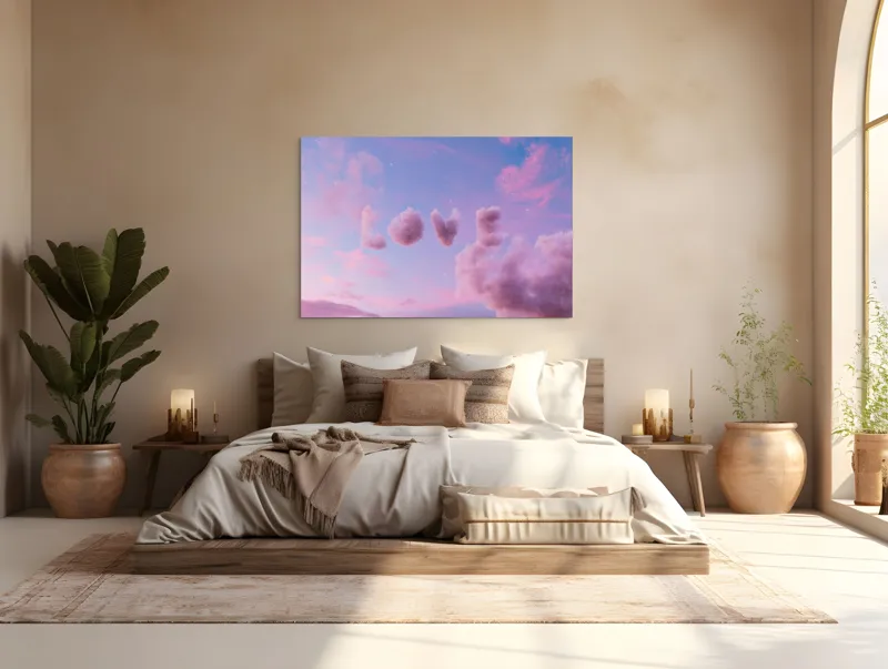 Tablou Canvas Norii Rozului Apus Romantizat Pe Cerul cu Nori, 150 x 100 cm – poza 4