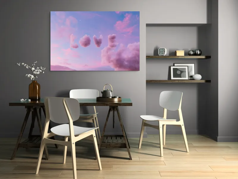 Tablou Canvas Norii Rozului Apus Romantizat Pe Cerul cu Nori, 150 x 100 cm – poza 5