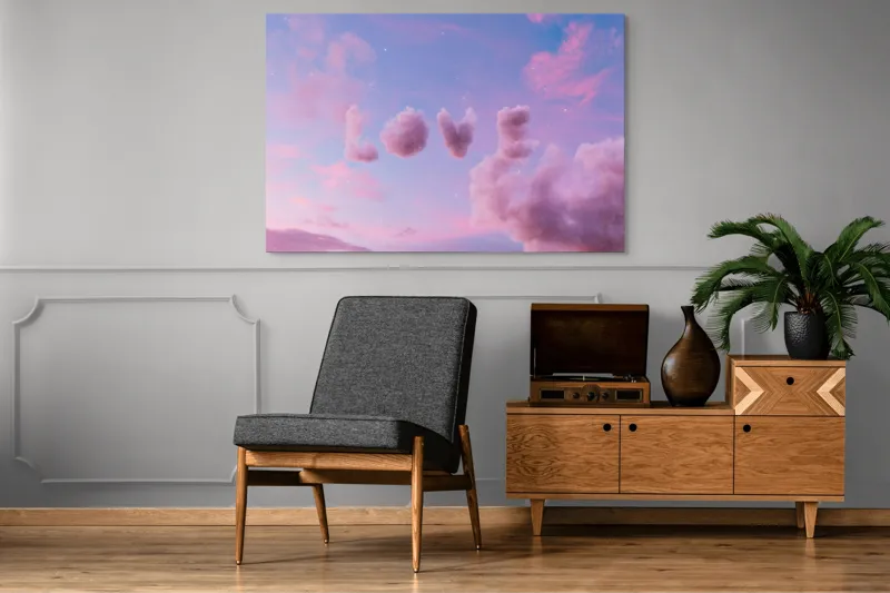 Tablou Canvas Norii Rozului Apus Romantizat Pe Cerul cu Nori, 150 x 100 cm – poza 8