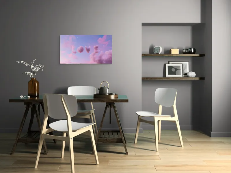 Tablou Canvas Norii Rozului Apus Romantizat Pe Cerul cu Nori, 90 x 50 cm – poza 3
